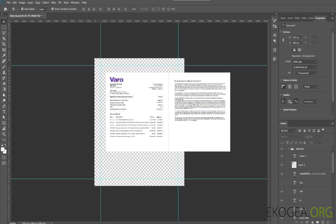 Modèle de relevé bancaire USA California Varo au format Excel et PDF (2 pages) template